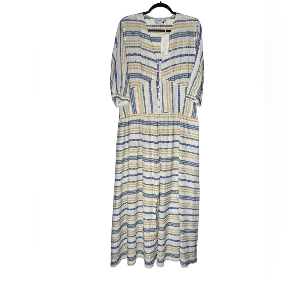 Haris Cotton Maxi Dress Sz XL Striped Cotton Summer Vacation Resort Boho NWT